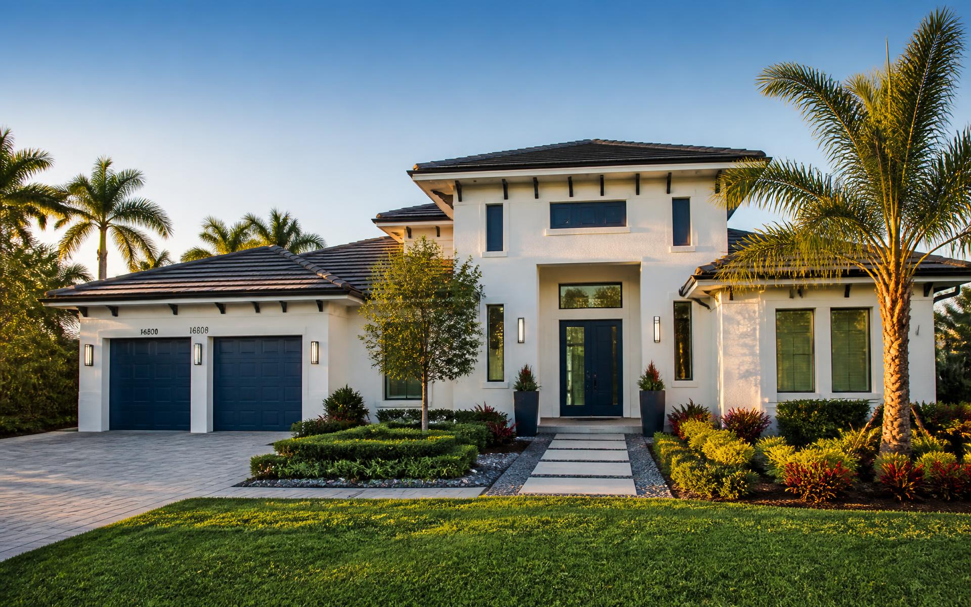 Well-maintained South Florida home at golden hour